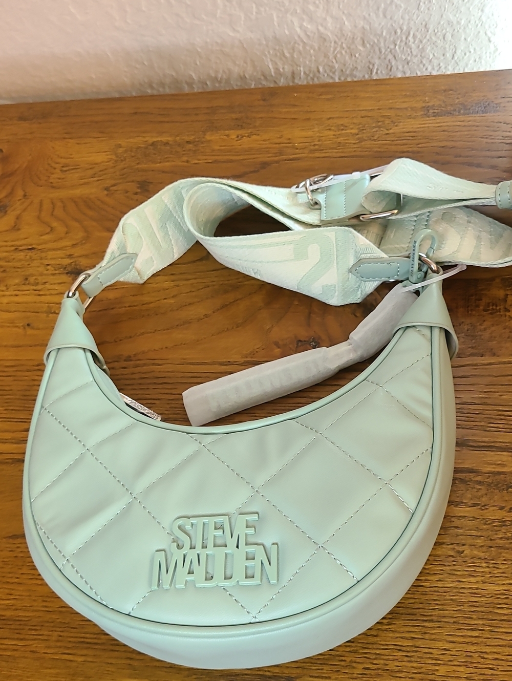 Steve Madden Mint Quilted Crescent Crossbody Bag